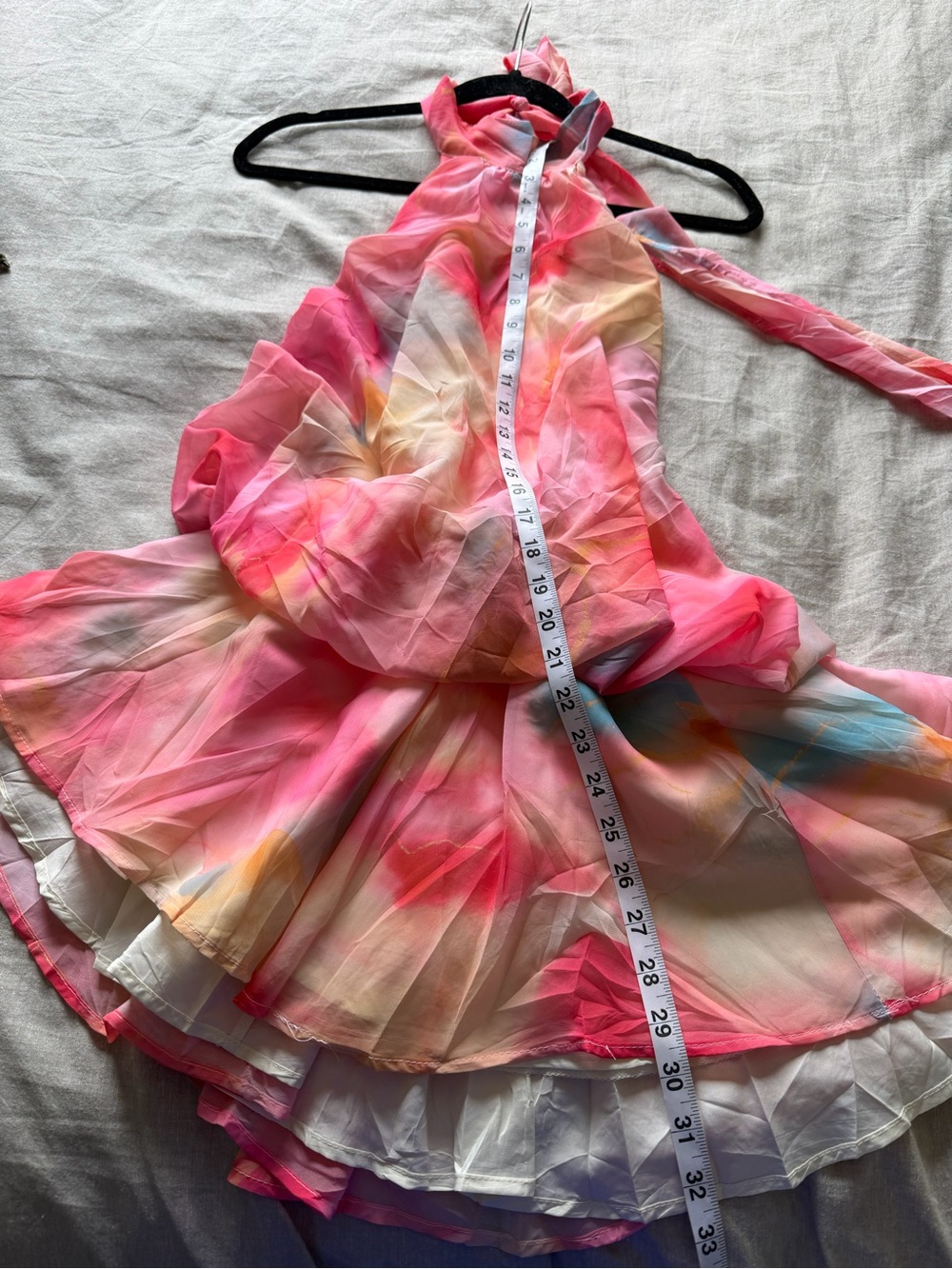 Halter Neck Watercolor Print Mini Dress in Pink - Picture 4 of 4